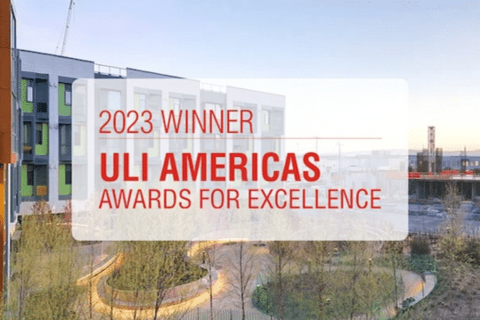 2023 Winner ULI Americas Awards for Excellence text over image of apartment complex